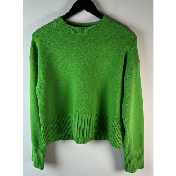 & Other Stories Women's Cropped Sweater Small Kelly Green Mock Neck Wool Blend - Picture 1 of 8